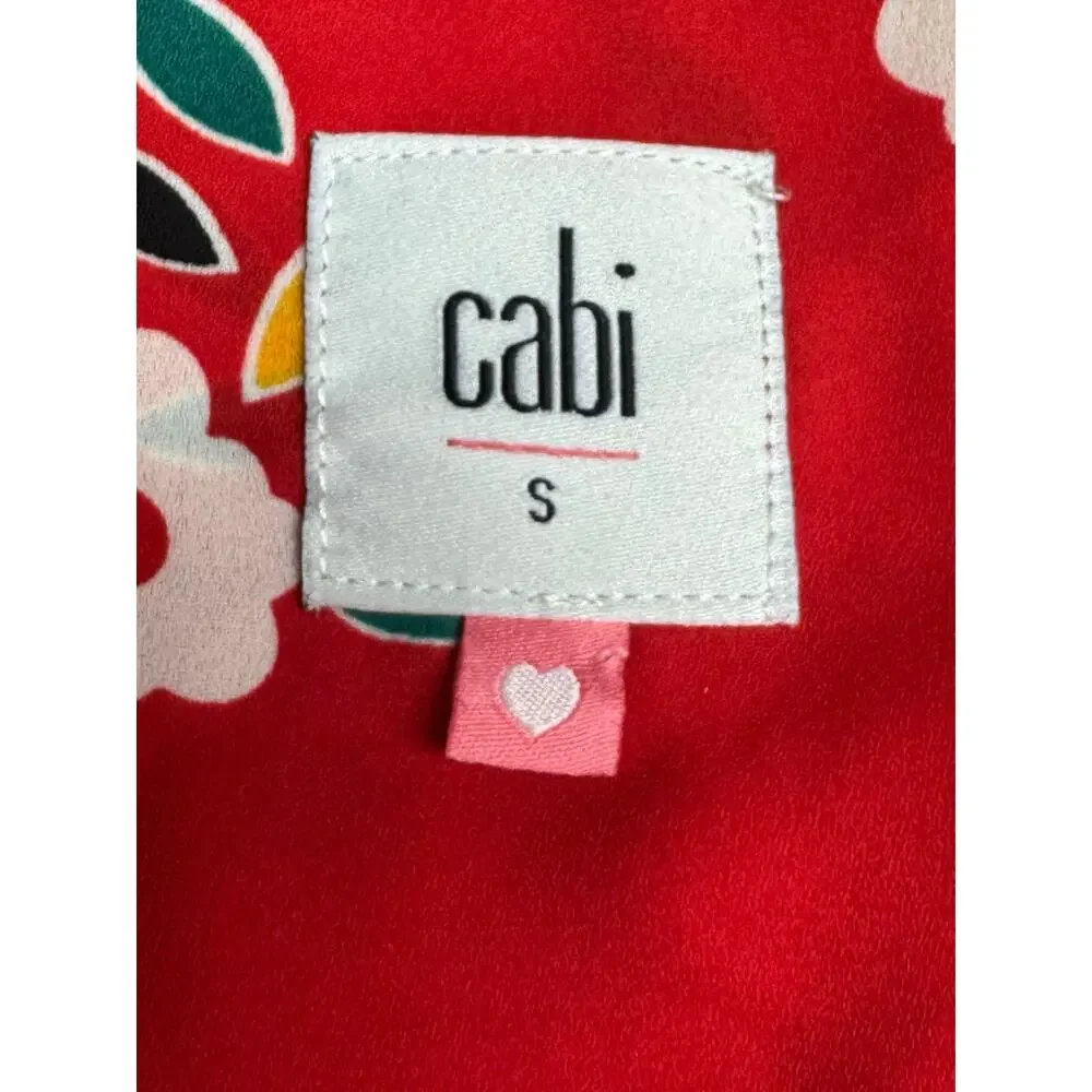 Cabi Red Floral Tie Front Sleeveless Blouse Size Small - Picture 5 of 6